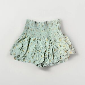 Hollister Ultra High Rise Smocked Waist Green Lemons Mini Skirt Skort Small